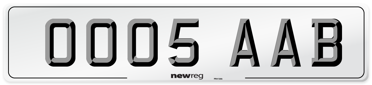 OO05 AAB Number Plate from New Reg